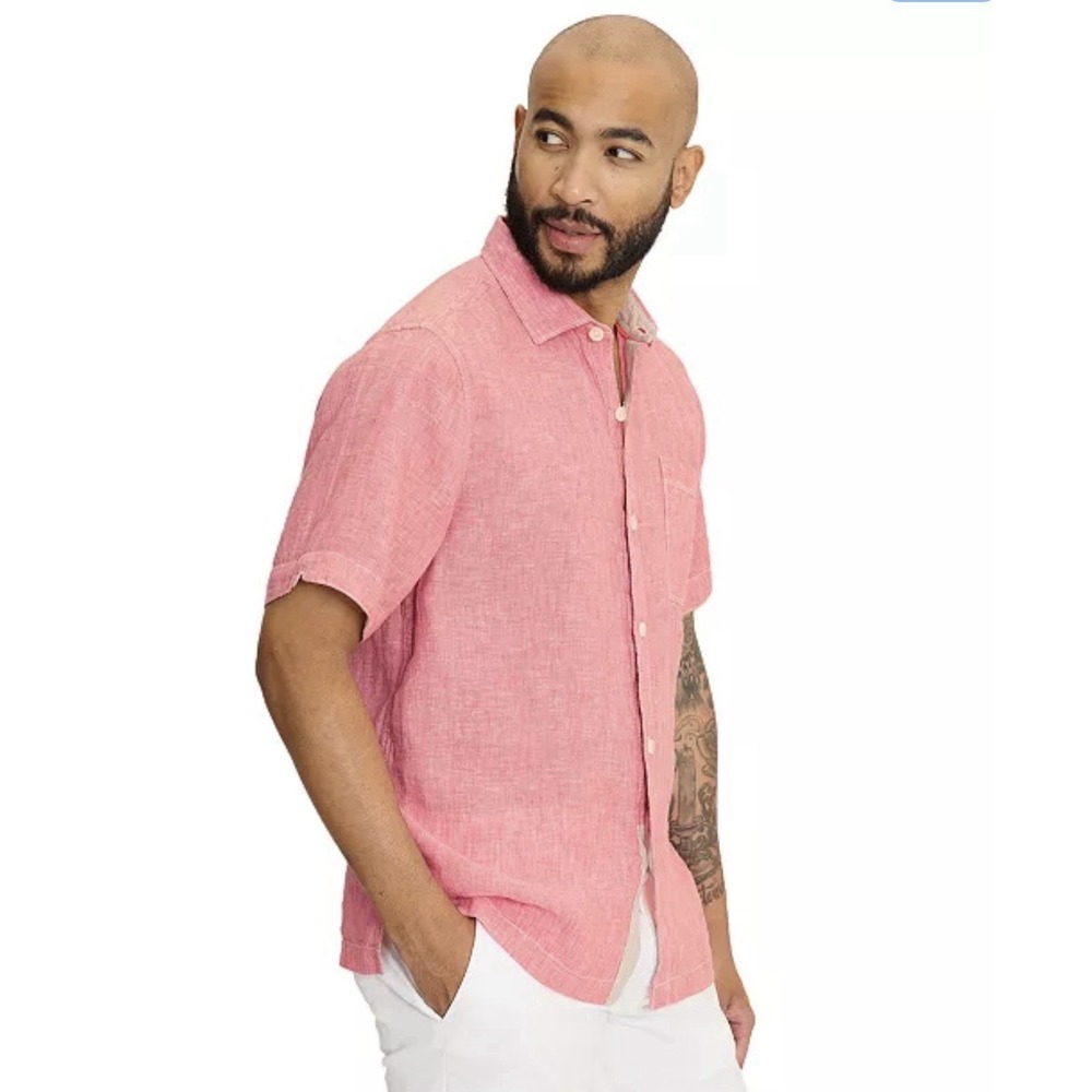 Tommy Bahama Mens Linen Paradise Breezer Shirt Red Sunset XXL Relaxed Fit Beach